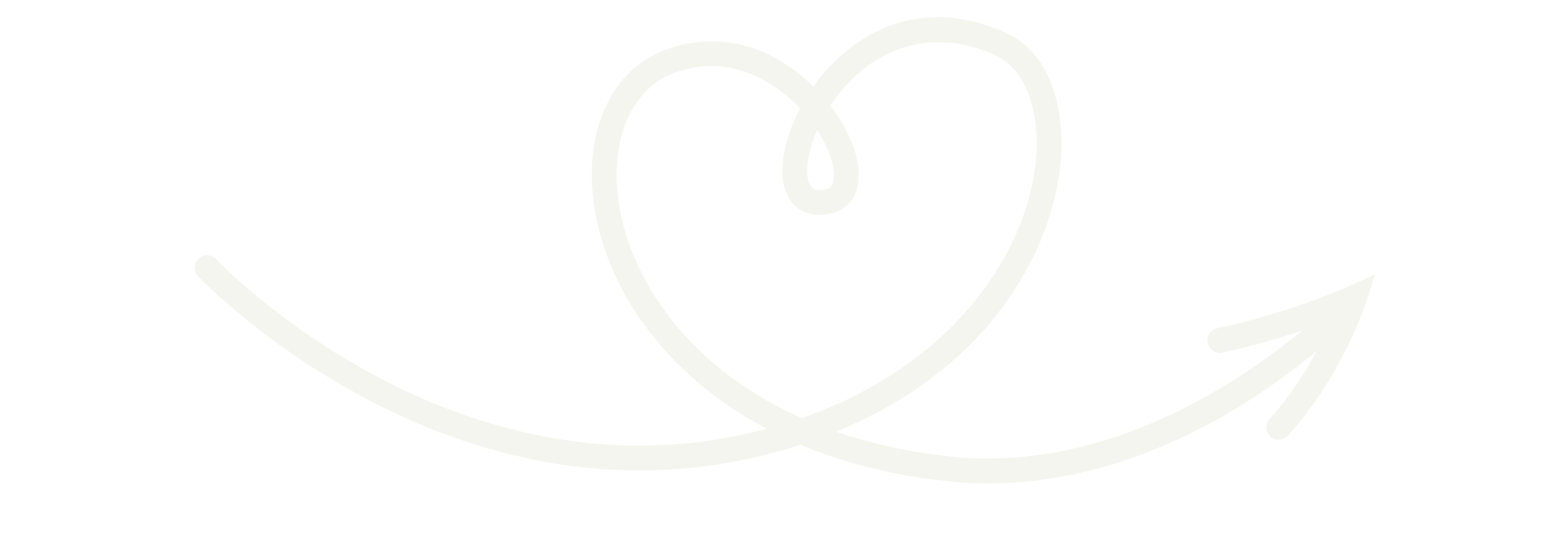 Handdrawn Heart with forward arrow in one stroke. Off White